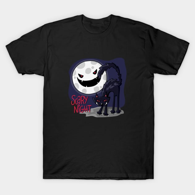 Cat and moon T-Shirt by JoanaJuheLaju1